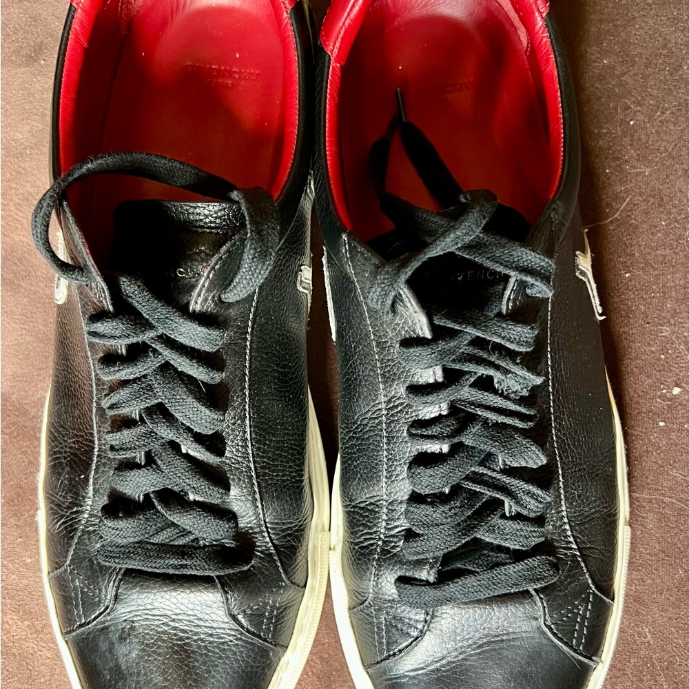 Givenchy Black Leather Sneakers with Red Interior